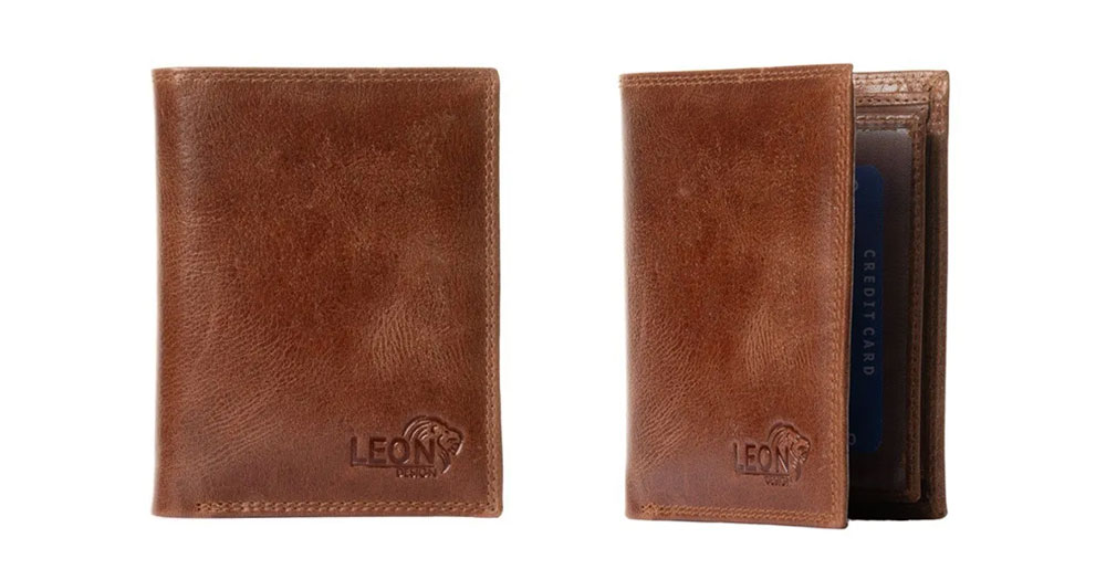 Heren portemonnee leer cognac luxe cadeau voor hem